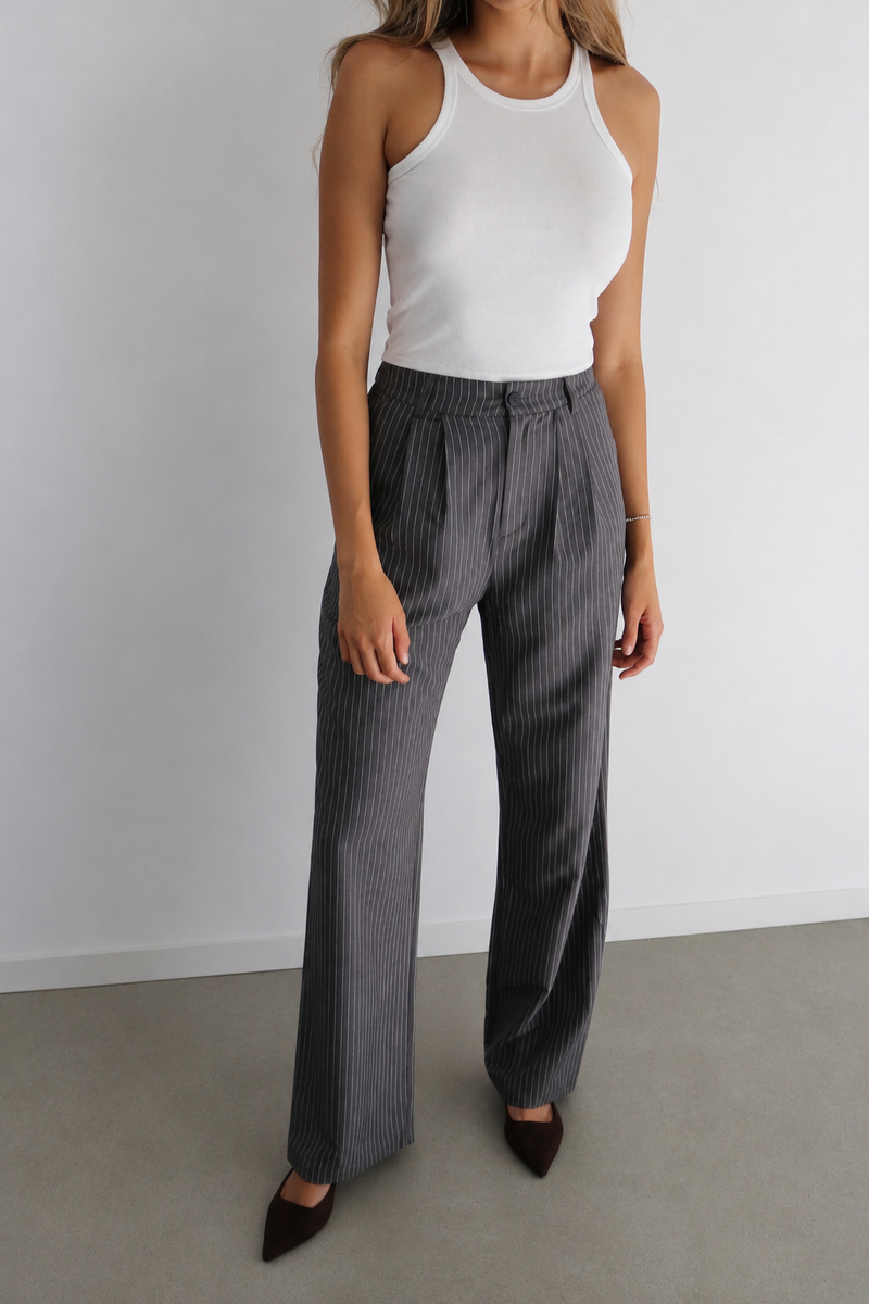 The Grey Pinstripe Trouser - 36” Inseam